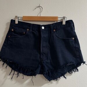 VINTAGE LEVIS Frayed Hem NAVY Jean Shorts